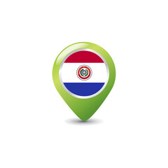 Paraguay Flag on Colorful Map Pointer