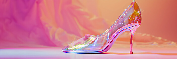 A close up of a pair of high heeled shoes with a diamond design , Magic Shoes  - obrazy, fototapety, plakaty