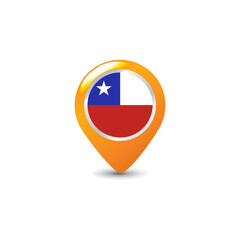 Chile Flag on Colorful Map Pointer