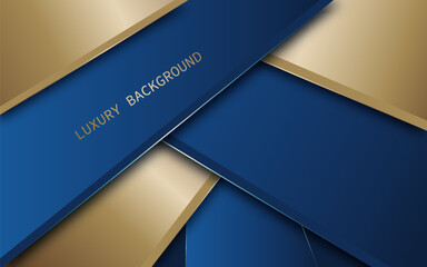 Abstract layered blue and gold background. Luxury style. Vector illustration