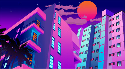night city retrowave futuristic illustration