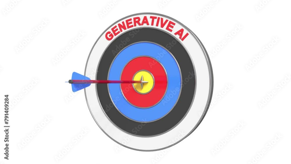 Poster an arrow flies and hits the target of a target text generative ai. concept of target, success, solut