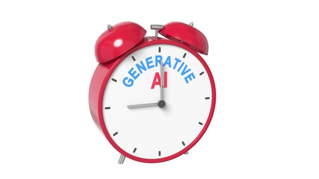 Ringing alarm clock text Generative AI. Deadline concept. 3D animation