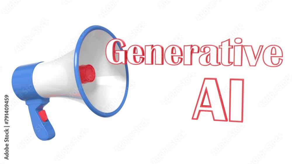 Poster megaphone text generative ai. concept guidance, notification, attention grabbing. 3d animation