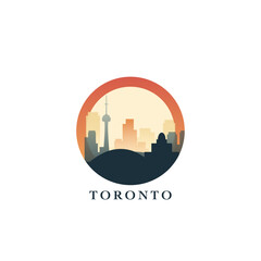 Fototapeta premium Toronto cityscape, gradient vector badge, flat skyline logo, icon. Canada, Ontario province city round emblem idea with landmarks and building silhouettes. Isolated graphic