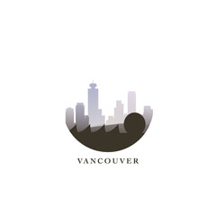 Fototapeta premium Vancouver cityscape, gradient vector badge, flat skyline logo, icon. Canada, British Columbia province city round emblem idea with landmarks and building silhouettes. Isolated graphic