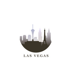 Las Vegas cityscape, vector gradient badge, flat skyline logo, icon. USA, Nevada state city round emblem idea with landmarks and building silhouettes. Isolated abstract graphic