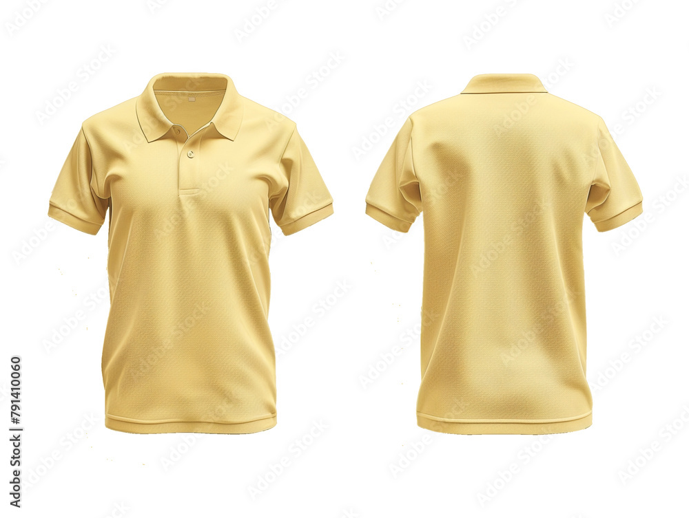 Sticker A vibrant sunshine yellow polo shirt with a classic collar and button-up design, ideal for casual or sporty attire