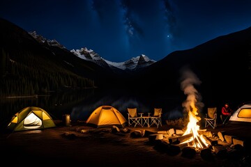 Camping, campfire
