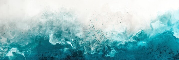 Captivating abstract art of ocean waves with a beautiful blend of blue hues and white foam, conveying movement and rhythm