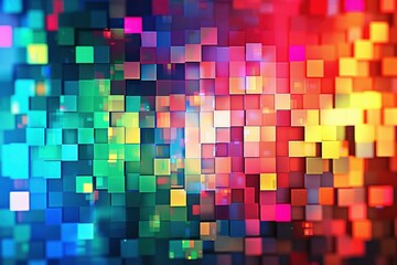 Abstract Colorful Pixel Mosaic Background - Vibrant Bokeh Light Effect