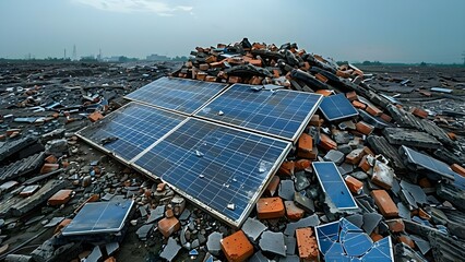 Eco-Friendly Disposal of Broken Solar Panels: A Challenging Issue. Concept Solar Panel Recycling, Environmental Impact, Sustainable Solutions