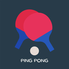Ping pong design, two rackets and a ball. Table tennis tournament, championship, ping pong competition. Poster, flyer, banner template for sports games. Flat vector illustration eps 10.