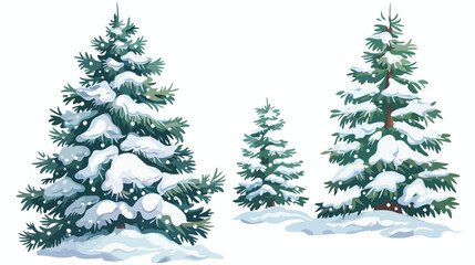 Fir trees covered with snow. Winter season spruce 