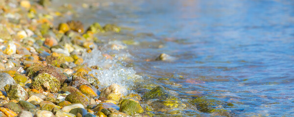 Sea stones, ocean, wave, beach coast