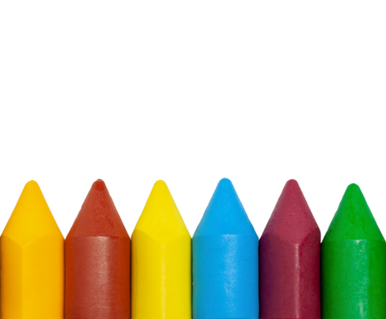 Multicolour crayons on transparent background png macro