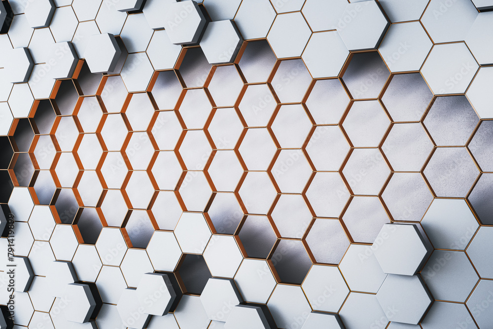 Aufkleber contemporary light hexagonal background. landing page concept. 3d rendering.