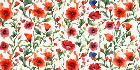 Watercolor Flowers Pattern Illustration
