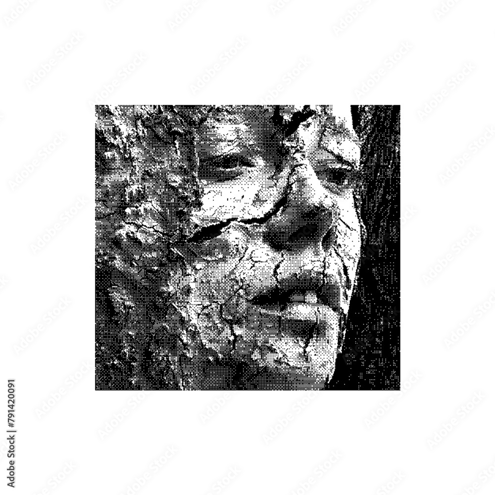 Poster vector bitmap dithering pixelated face shape