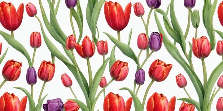 Watercolor Tulip Flowers Pattern Illustration