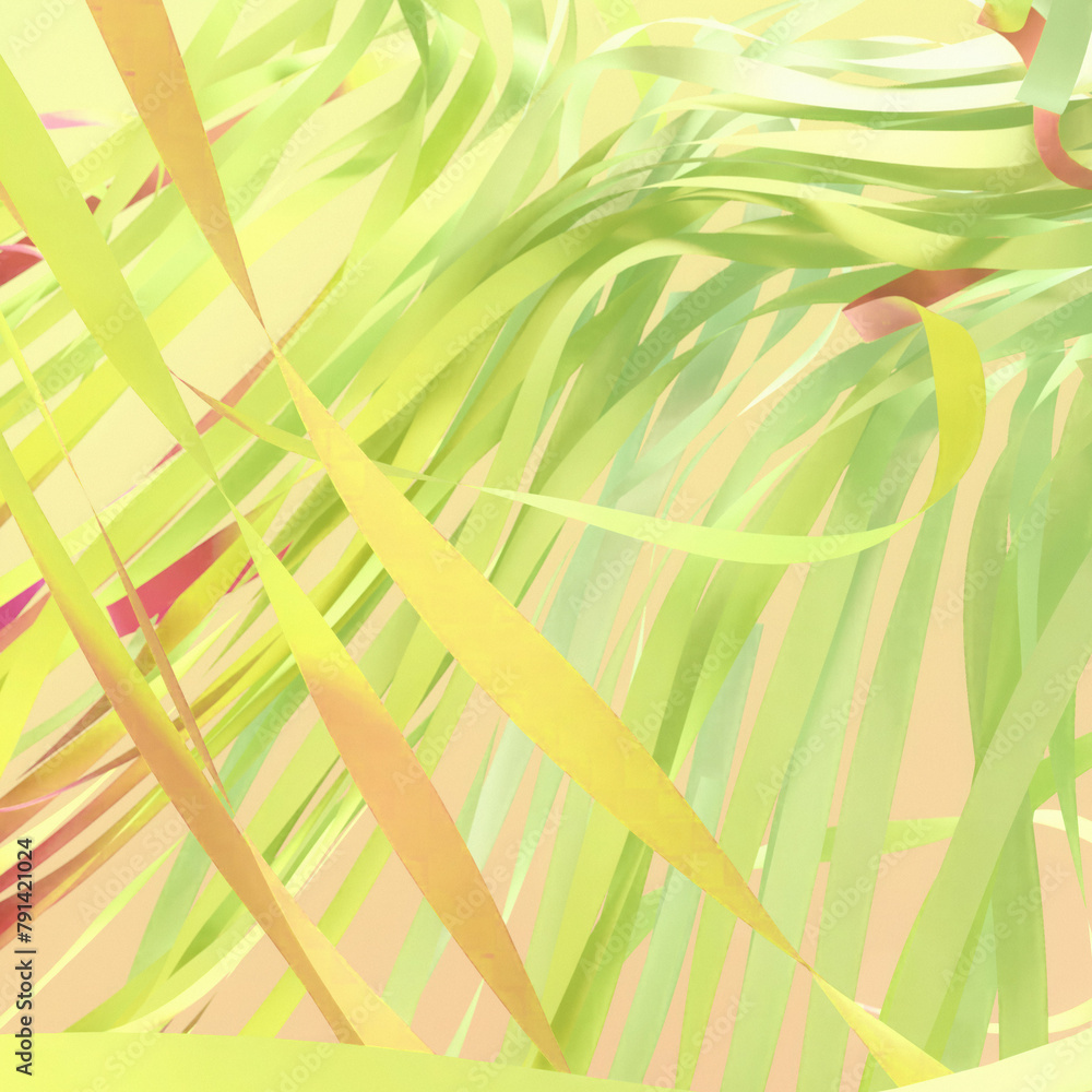 Poster digital illustration with dynamic and abstract arrangement of lines and shapes. 3d rendering
