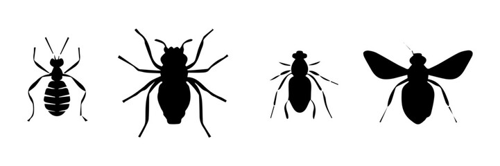 black and white silhouettes of insect