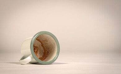 Dirty coffee mug on white background