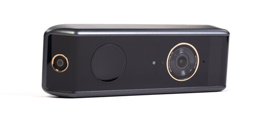 Modern wireless camera doorbel, on white background
