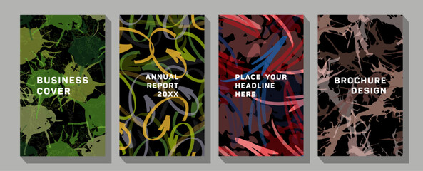 Modern abstract line leaves in lines and arts background with different shapes for wall decoration, postcard or brochure cover design.