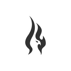 Fire logo in the shape of a phoenix. Minimalist logo design