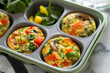 Vegetable omelette muffins. Healthy breakfast.