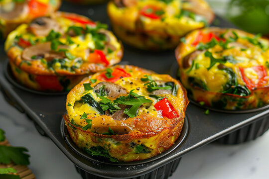 Vegetable omelette muffins. Healthy breakfast.