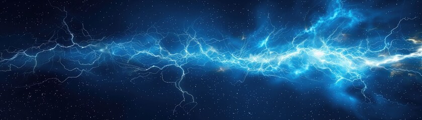 Abstract bolt of electricity blue background - obrazy, fototapety, plakaty