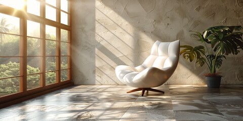 Elegant interior with bright walls and comfortable armchair, embodying luxurious minimalism
