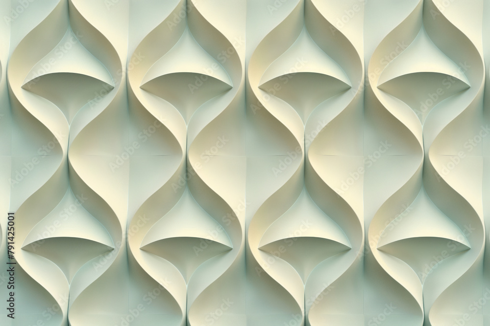 Poster Sophisticated abstract 3d pattern. Japanese and Scandinavian style. Background image. Created with Generative AI technology.