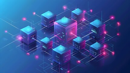 Futuristic Data Centers with Glowing Connections, Suitable for Network Technology