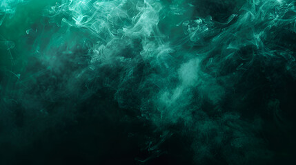 Smoky Background. Green Smoke on Black Backdrop. Artistic Unusual Abstract Template. Modern Gradient Color Design. Fog Effect ,Imaginatory fractal abstract background Image 