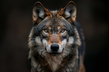 Portrait of a gray wolf (Canis lupus)