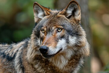 Naklejka na ściany i meble Close-up portrait of a wolf (Canis lupus)