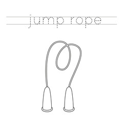 Trace the letters and color kids jump rope. Handwriting practice for kids.