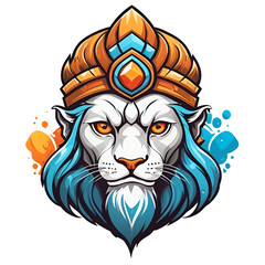 Lion mascot logo design illustration for t-shirt