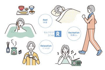 セルフケアの3つのRを実践するシニア女性