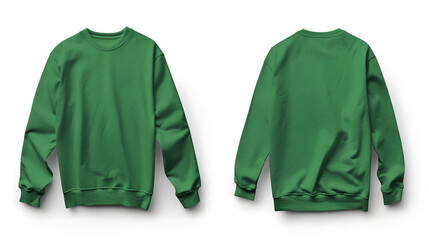 Long sleeve sweater technical fashion illustration with long sleeves, oversized body, tunic length ,a green sweatshirt, isolated on  white  background
 - obrazy, fototapety, plakaty