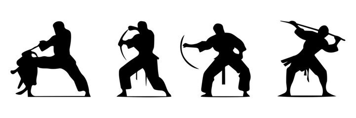 silhouettes of fiughting people