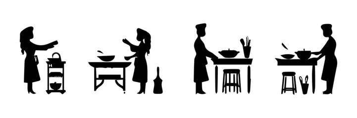 silhouettes of people with a knife