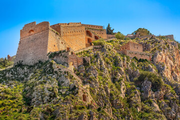 Fototapeta na wymiar Palamidi castle on the hill, Nafplion, Greece