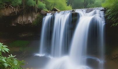 waterfall in the forest, ai generated