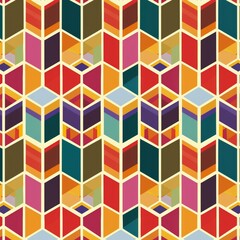 Abstract colorful geometric pattern.  isometric cube with 3d square shape seamless pattern. Abstract geometric pattern use for fabric, textile, home decoration elements, upholstery, Generative AI