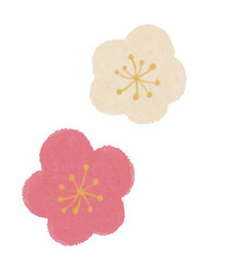 クレヨンで描いた梅の花のイラスト素材