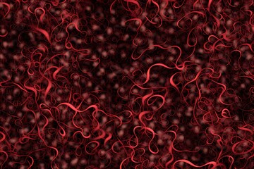 Seamless abstract pattern with red curved lines on a dark background